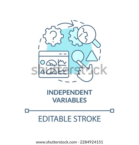 Independent variables turquoise concept icon. Causal research principles abstract idea thin line illustration. Isolated outline drawing. Editable stroke. Arial, Myriad Pro-Bold fonts used