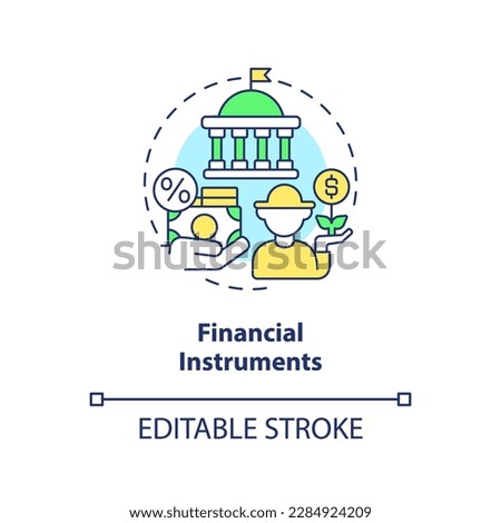 Financial instruments concept icon. Farmers support. Rural development program abstract idea thin line illustration. Isolated outline drawing. Editable stroke. Arial, Myriad Pro-Bold fonts used