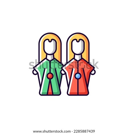 Glove puppets RGB color icon. Isolated vector illustration. Budaix entertainment. Finger artisan. Facial expression traditional stories retelling simple filled line drawing