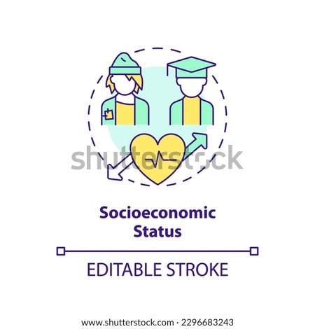 Socioeconomic status concept icon. High risks of disease development for poor patients. Social determinant of health abstract idea thin line illustration. Isolated outline drawing. Editable stroke