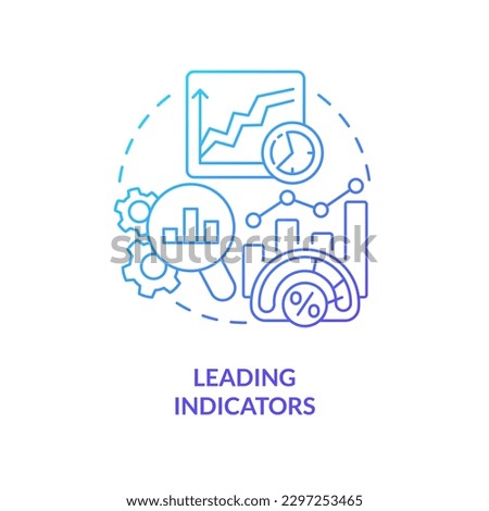 Leading indicators blue gradient concept icon. Market analytics. Type of economic analysis elements abstract idea thin line illustration. Isolated outline drawing. Myriad Pro-Bold font used