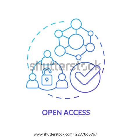 Open access blue gradient concept icon. Free membership in program. Join pool. DAO characteristic abstract idea thin line illustration. Isolated outline drawing. Myriad Pro-Bold font used