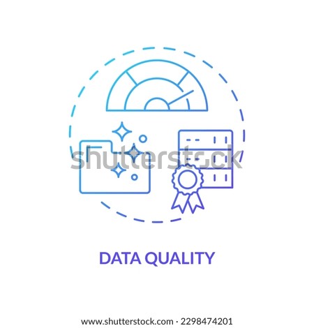 Data quality blue gradient concept icon. Relevant and accurate information. Data lake key concept abstract idea thin line illustration. Isolated outline drawing. Myriad Pro-Bold font used