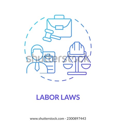 Labor laws blue gradient concept icon. Employee rights protection. Work contract. Law and legal issue abstract idea thin line illustration. Isolated outline drawing. Myriad Pro-Bold font used