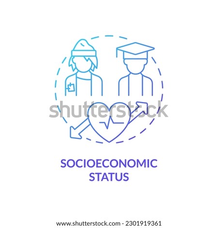 Socioeconomic status blue gradient concept icon. High risks of disease development for poor patients. Social determinant of health abstract idea thin line illustration. Isolated outline drawing