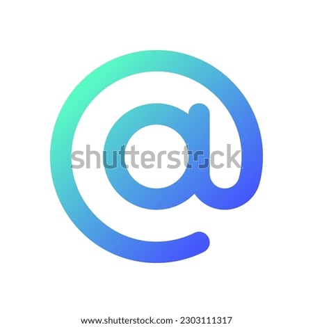 At sign pixel perfect gradient linear ui icon. Email address. Online communication. Ampersand. Line color user interface symbol. Modern style pictogram. Vector isolated outline illustration