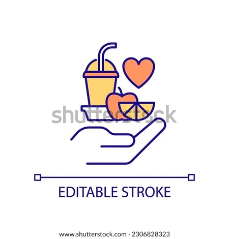 Healthy snacks in school cafeteria RGB color icon. School lunch program. Supplemental nutrition assistance. Isolated vector illustration. Simple filled line drawing. Editable stroke. Arial font used
