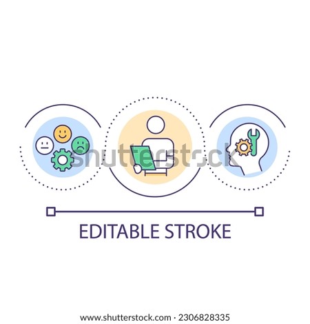 Emotionally focused therapist loop concept icon. Mental health counselor abstract idea thin line illustration. Managing emotions, feelings. Isolated outline drawing. Editable stroke. Arial font used