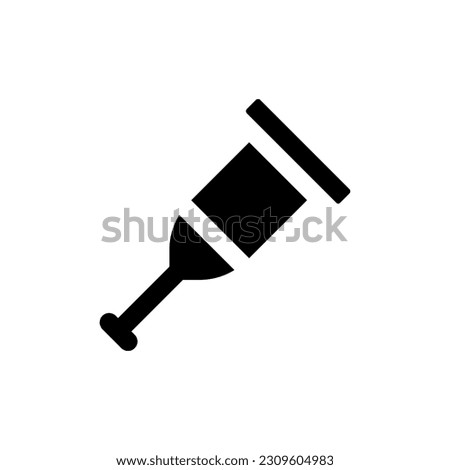 Crutch black glyph ui icon. Orthopedic device. Injured leg support. Rehab. User interface design. Silhouette symbol on white space. Solid pictogram for web, mobile. Isolated vector illustration