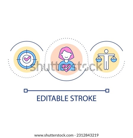 Focus on wellbeing loop concept icon. Finding life balance. Personal development achievement abstract idea thin line illustration. Isolated outline drawing. Editable stroke. Arial font used
