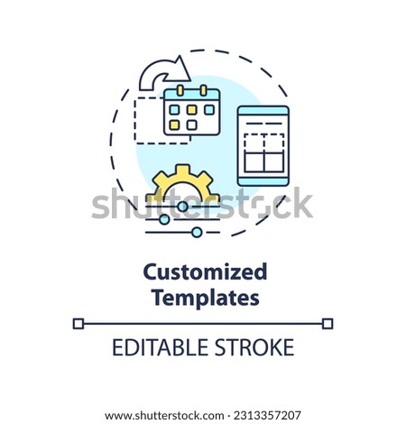 Customized templates concept icon. Optimization process. Social media. Content marketing. Editorial calendar abstract idea thin line illustration. Isolated outline drawing. Editable stroke