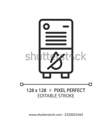Air dehumidifier linear icon. Portable device. Humidity control. Water removal. House appliance. Comfortable home. Thin line illustration. Contour symbol. Vector outline drawing. Editable stroke