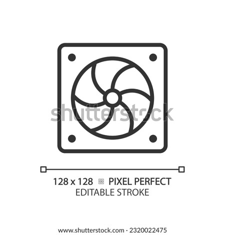 Exhaust fan linear icon. Indoor air quality. House dust. Unpleasant smell. Ventilation system. Odor control. Thin line illustration. Contour symbol. Vector outline drawing. Editable stroke