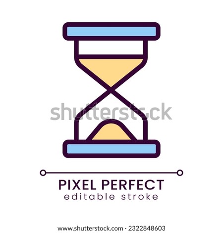 Hourglass pixel perfect RGB color icon. Loading time. Waiting period. Expiration and finishing. Isolated vector illustration. Simple filled line drawing. Editable stroke. Poppins font used