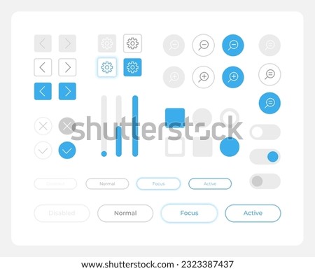 Choose options UI elements kit. Editable isolated vector components. Navigation buttons. Web design pack for mobile application, software with light theme. Montserrat Light, Medium, Bold fonts used