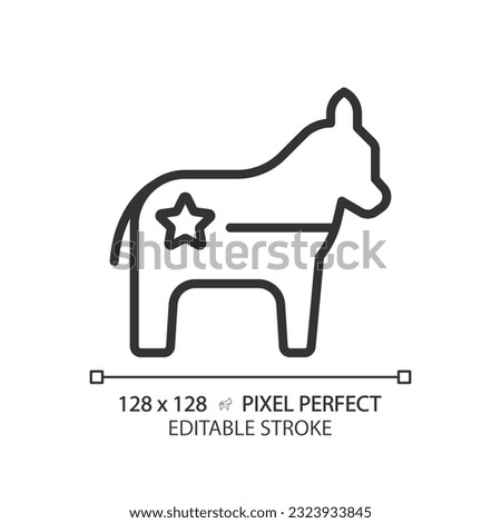 2D pixel perfect Democratic Party thin line icon, isolated vector illustration of political party logo.