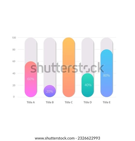 Rectangular infographic chart design template. Compare percentage difference. Competitive products. Infochart with vertical bar graphs. Visual data presentation. Myriad Pro-Bold, Regular fonts used