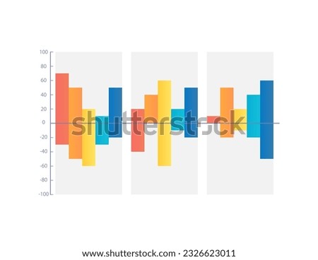 Column infographic chart design template with negative field. Stock indicators. Editable infochart with vertical bar graphs. Visual data presentation. Myriad Pro-Bold, Regular fonts used