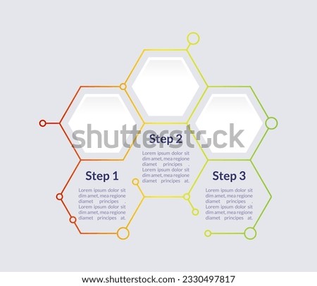 Colourufl infographic chart design template. Info navigation. Abstract vector infochart with blank copy spaces. Instructional graphics with 3 step sequence. Visual data presentation