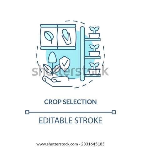 2D editable crop selection icon representing vertical farming and hydroponics concept, isolated vector, thin line illustration.