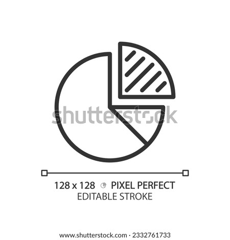 Pie chart linear icon. Circle divided. Business statistics. Statistical graphics. Data visualization. Thin line illustration. Contour symbol. Vector outline drawing. Editable stroke