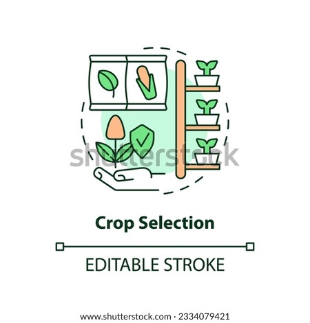 2D customizable crop selection icon representing vertical farming and hydroponics concept, isolated vector, thin line illustration.