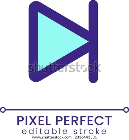 Skip to end pixel perfect RGB color ui icon. Multimedia player control. Simple filled line element. GUI, UX design for mobile app. Vector isolated pictogram. Editable stroke. Poppins font used