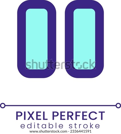 Pause pixel perfect RGB color ui icon. Multimedia player control. Stop playing. Simple filled line element. GUI, UX design for mobile app. Vector isolated pictogram. Editable stroke. Poppins font used