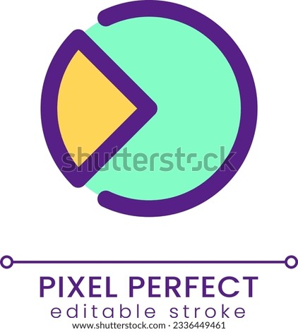 Segment chart pixel perfect RGB color ui icon. Online data analysis tool. Simple filled line element. GUI, UX design for mobile app. Vector isolated pictogram. Editable stroke. Poppins font used