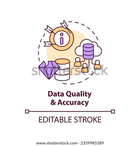 Editable data quality and accuracy concept thin line icon, isolated vector representing data democratization.