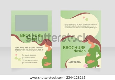 Care during pregnancy blank brochure design. Template set with copy space for text. Premade corporate reports collection. Editable 2 paper pages. Rounded Mplus 1c Bold Bold, Nunito Light fonts used