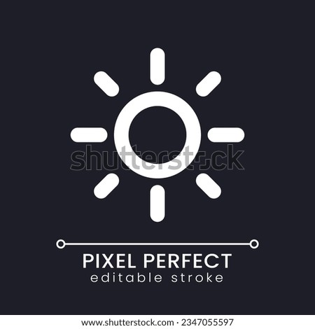 Brightness pixel perfect white linear ui icon for dark theme. Smartphone screen settings. Vector line pictogram. Isolated user interface symbol for night mode. Editable stroke. Poppins font used