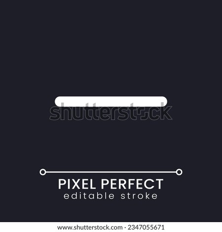Minus pixel perfect white linear ui icon for dark theme. Delete from chat. Subtraction sign. Vector line pictogram. Isolated user interface symbol for night mode. Editable stroke. Poppins font used
