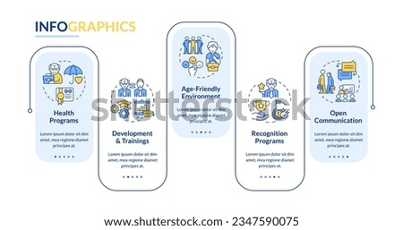 2D unretirement vector infographics template with thin line icons concept, data visualization with 5 steps, process timeline chart.
