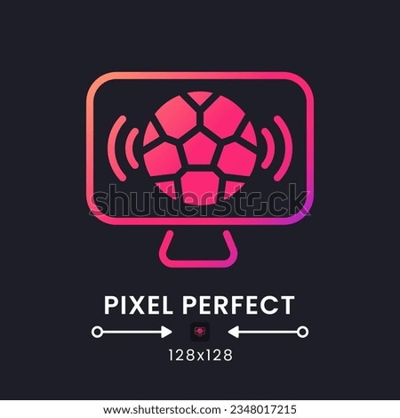 Sports streaming pink solid gradient desktop icon on black. Television channels. Livestream service. Pixel perfect 128x128, outline 4px. Glyph pictogram for dark mode. Isolated vector image