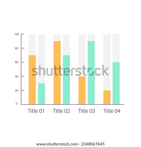 Grouped columns infographic chart design template. Compare two indicators. Sales information. Editable infochart with vertical bar graphs. Visual data presentation. Myriad Pro-Bold, Regular fonts used