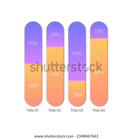 Stacked percentage infographic chart design template. Different proportions. Product efficiency. Infochart with vertical bar graphs. Visual data presentation. Myriad Pro-Bold, Regular fonts used