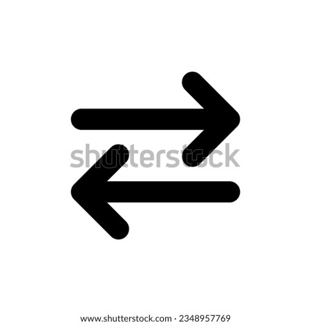 Two arrows black glyph ui icon. Transaction symbol. Left and right arrows. User interface design. Silhouette symbol on white space. Solid pictogram for web, mobile. Isolated vector illustration