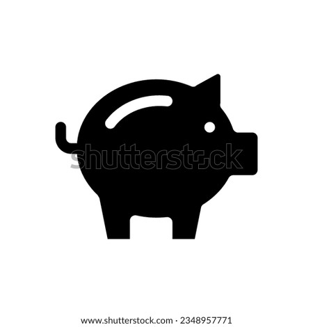 Piggy bank black glyph ui icon. Money savings. Investment and business. Finance. User interface design. Silhouette symbol on white space. Solid pictogram for web, mobile. Isolated vector illustration
