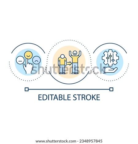 Manage emotions loop concept icon. Stay positive and optimistic. Attitude and behavior adjustment abstract idea thin line illustration. Isolated outline drawing. Editable stroke. Arial font used