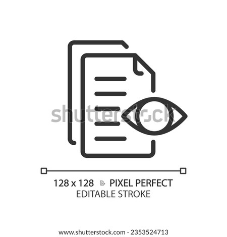 2D pixel perfect editable black preview document simple icon, isolated vector, thin line document illustration.