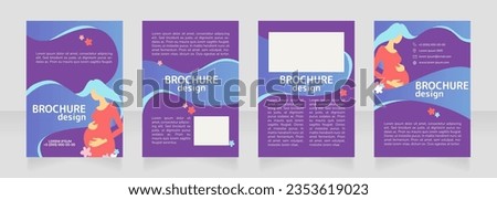 First time mom blank brochure design. Template set with copy space for text. Premade corporate reports collection. Editable 4 paper pages. Rounded Mplus 1c Bold, Nunito Light fonts used