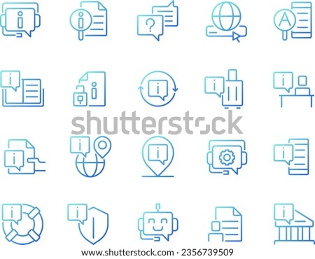 FAQ pixel perfect gradient linear vector icons set. List of answers and questions. Information base. Thin line contour symbol designs bundle. Isolated outline illustrations collection