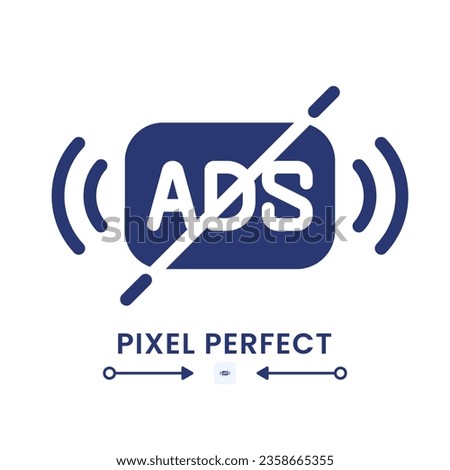 Ad free content black solid desktop icon. Streaming service without commercials. Pixel perfect, outline 4px. Silhouette symbol on white space. Glyph pictogram. Isolated vector image