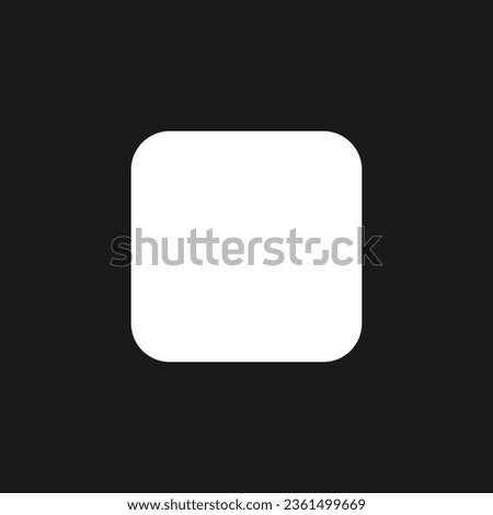 Stop button dark mode glyph ui icon. Music player bar. Playing multimedia. User interface design. White silhouette symbol on black space. Solid pictogram for web, mobile. Vector isolated illustration