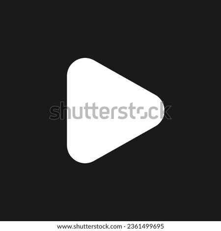 Play button dark mode glyph ui icon. Music player. Playing file. Playback. User interface design. White silhouette symbol on black space. Solid pictogram for web, mobile. Vector isolated illustration