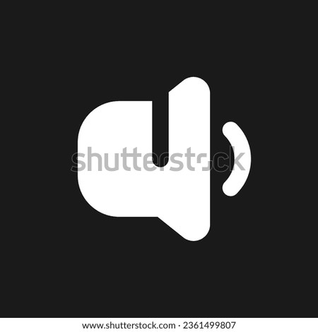 Change ringer volume dark mode glyph ui icon. Turning sound down. User interface design. White silhouette symbol on black space. Solid pictogram for web, mobile. Vector isolated illustration