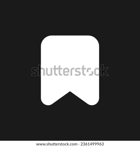 Add bookmark dark mode glyph ui icon. Saving webpage. Reading list. User interface design. White silhouette symbol on black space. Solid pictogram for web, mobile. Vector isolated illustration