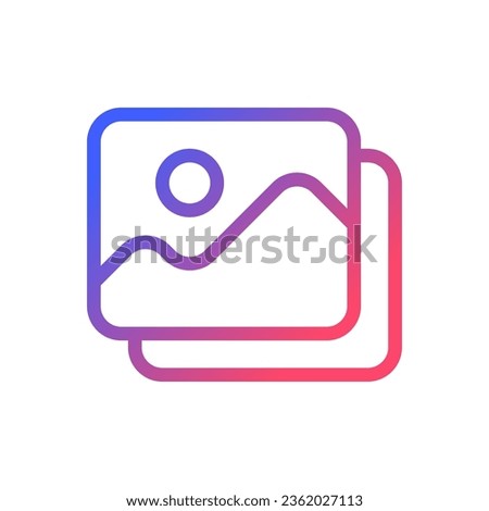 Set of pictures pixel perfect gradient linear ui icon. Photo library. Media management. Visual design. Line color user interface symbol. Modern style pictogram. Vector isolated outline illustration