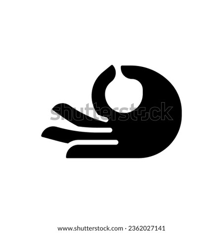 Meditation mudra black glyph icon. Touching thumb and index fingers. Italian hand gesture. Body language. Silhouette symbol on white space. Solid pictogram. Vector isolated illustration
